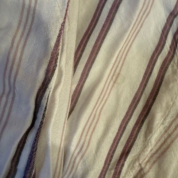 Express Boyfriend Fit White Purple Striped Button Down Blouse Top Size Medium - Picture 7 of 7